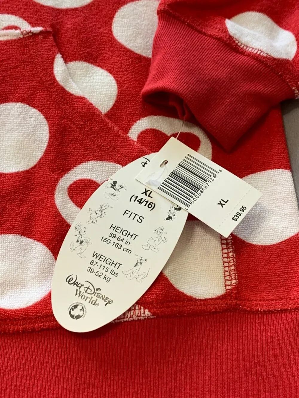 Minnie Mouse Girls Red Polka Dot Zip-up Jacket Hoodie Disney Parks Size 14